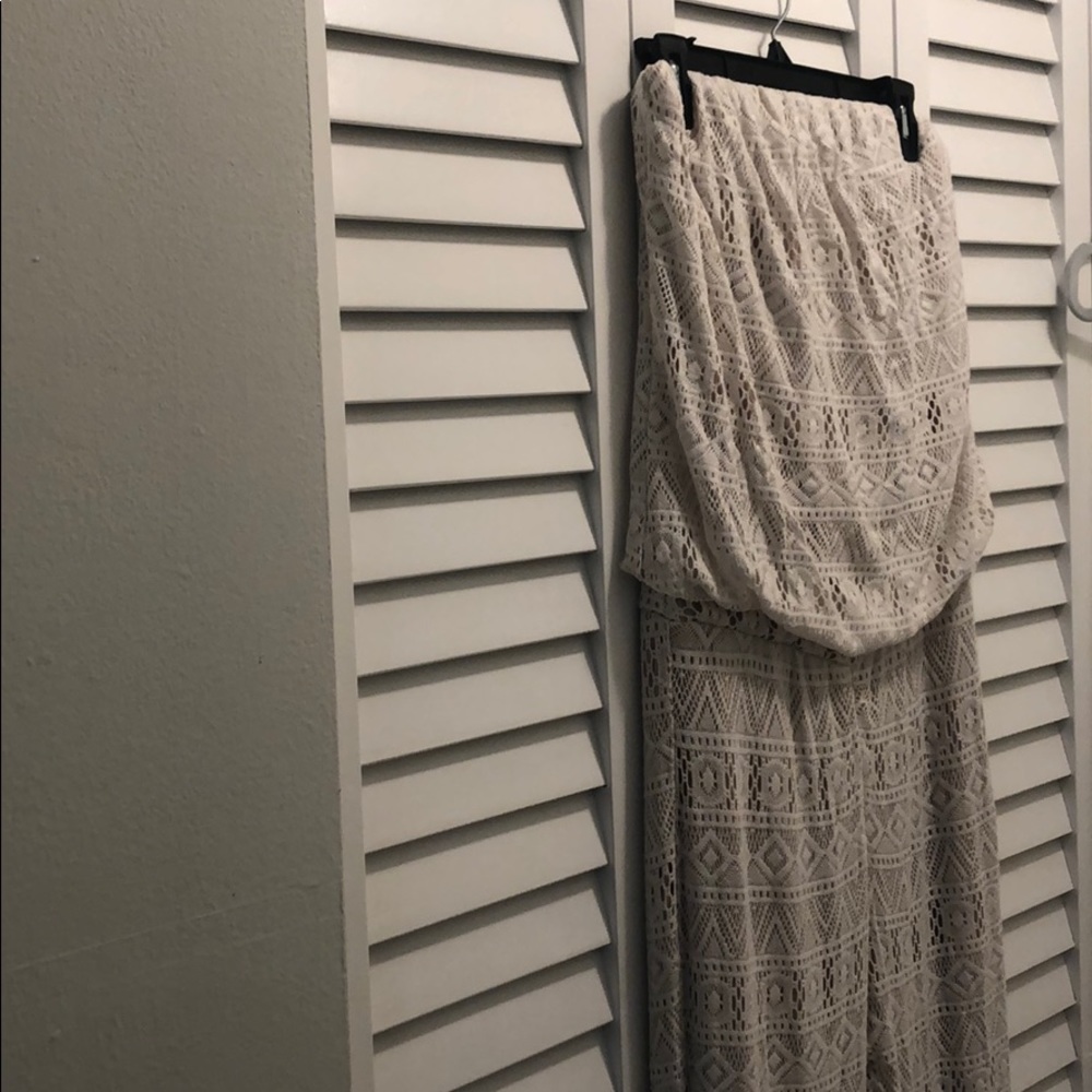 Lace off shoulder jumpsuit